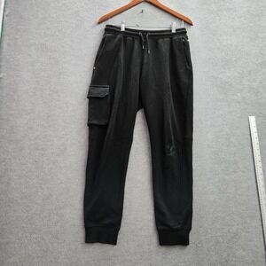 Caterpillar Men Pants M Black Sweatpants Fleece CAT Logo Cargo 25" Inseam‎